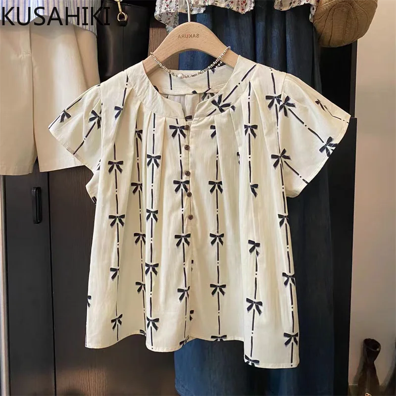 KUSAHIKI Sweet Pleated Round Neck Shirt Korean Versatile Summer Causal Flying Sleeve Chic Top for Women 2024 New
KUSAHIKI Sweet Pleated Round Neck Shirt Korean Versatile Summer Causal Flying Sleeve Chic Top for Women 2024 New