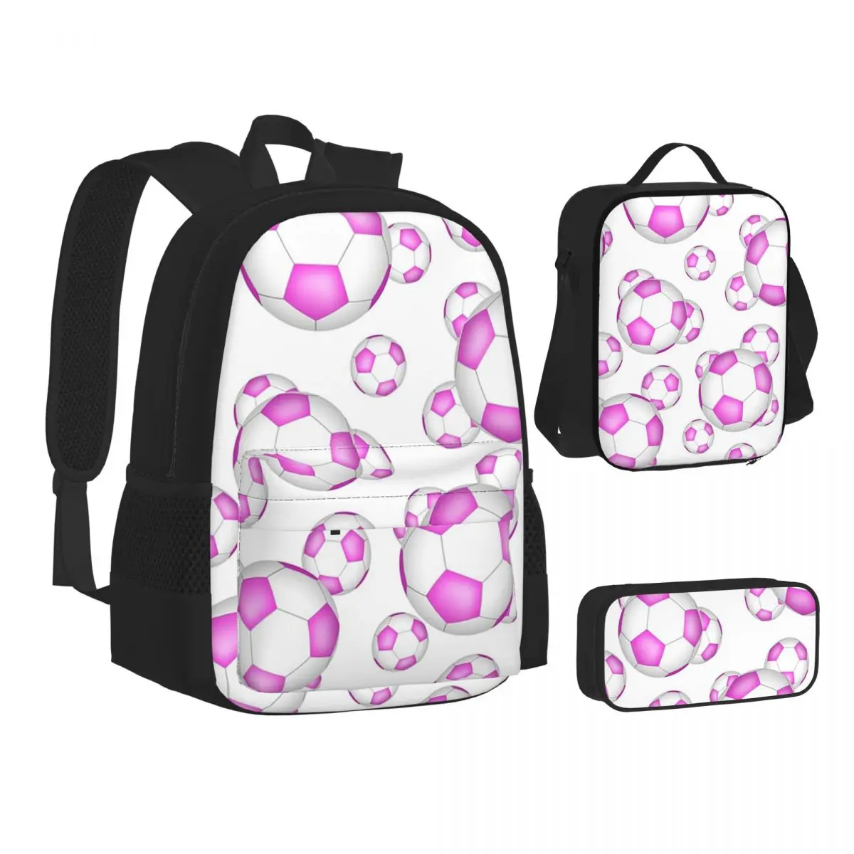 Pink And White Soccer Balls Backpacks Boys Girls Bookbag Students School Bags Kids Rucksack Lunch Bag Pen Bag Three-Piece Set
Pink And White Soccer Balls Backpacks Boys Girls Bookbag Students School Bags Kids Rucksack Lunch Bag Pen Bag Three-Piece Set