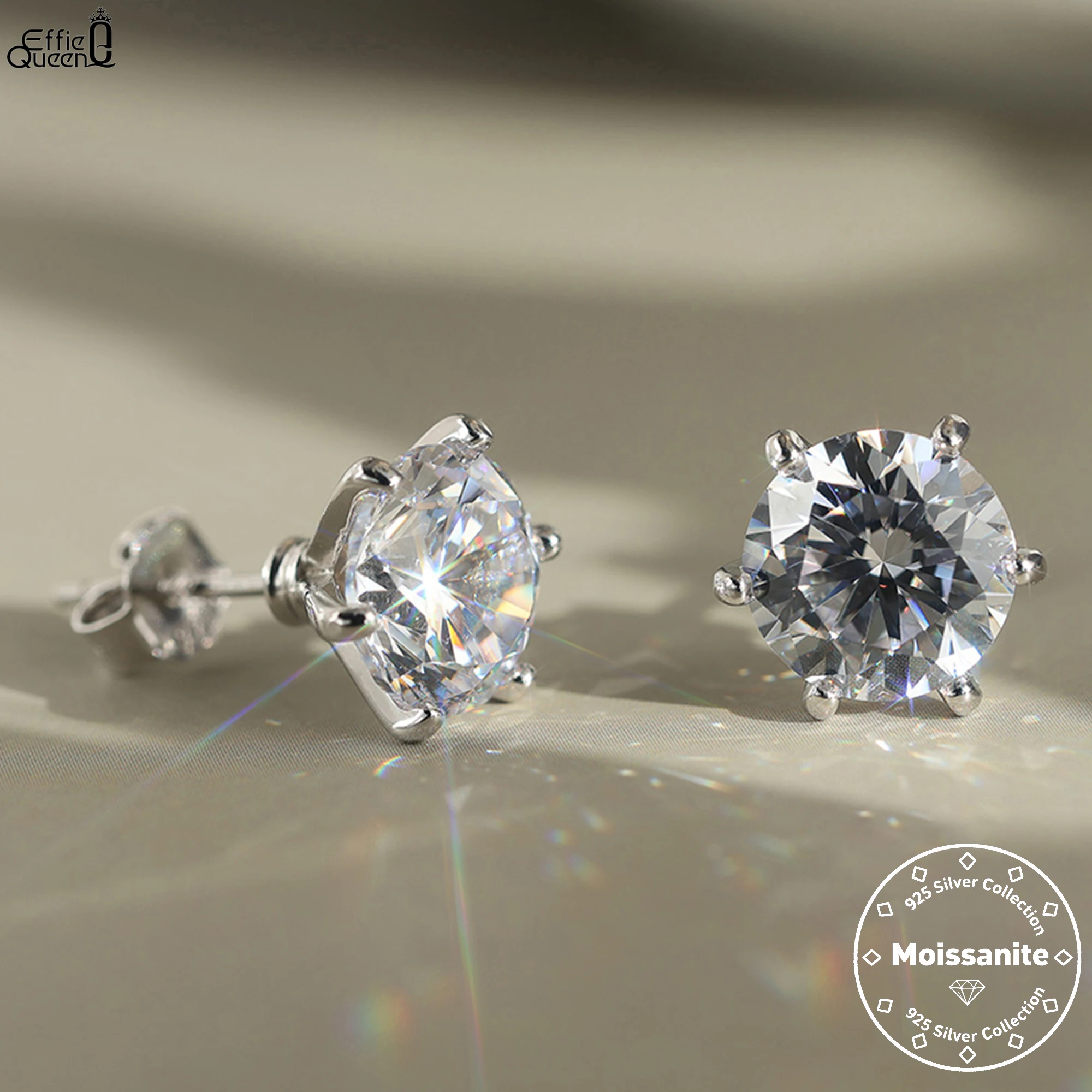 Effie Queen 925 Silver D Color 1-4ct Round Moissanite Stud Earrings Timeless Jewelry Wedding Party 2025 Trend Earrings MOE03
Effie Queen 925 Silver D Color 1-4ct Round Moissanite Stud Earrings Timeless Jewelry Wedding Party 2025 Trend Earrings MOE03