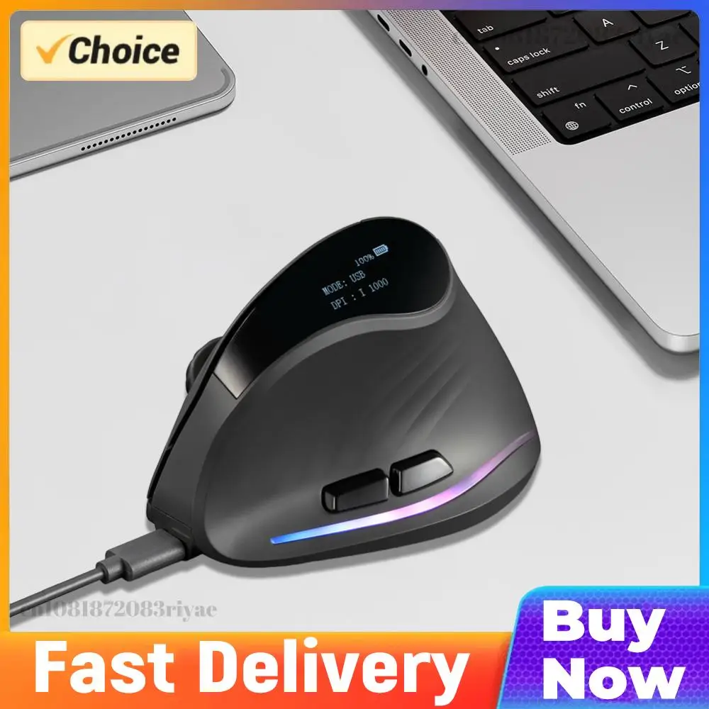 Ergonomic Mouse Adjustable DPI Vertical Mouse 7 Buttons Wireless Vertical Ergonomic Optical Mouse for Laptop Desktop PC Macbook