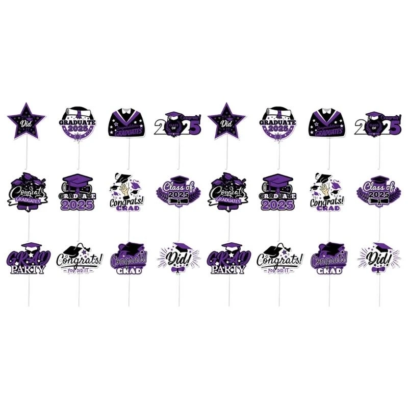 Set of 24 Cake Decoration Set Paper Graduation Cake Toppers Party Picks 
Set of 24 Cake Decoration Set Paper Graduation Cake Toppers Party Picks