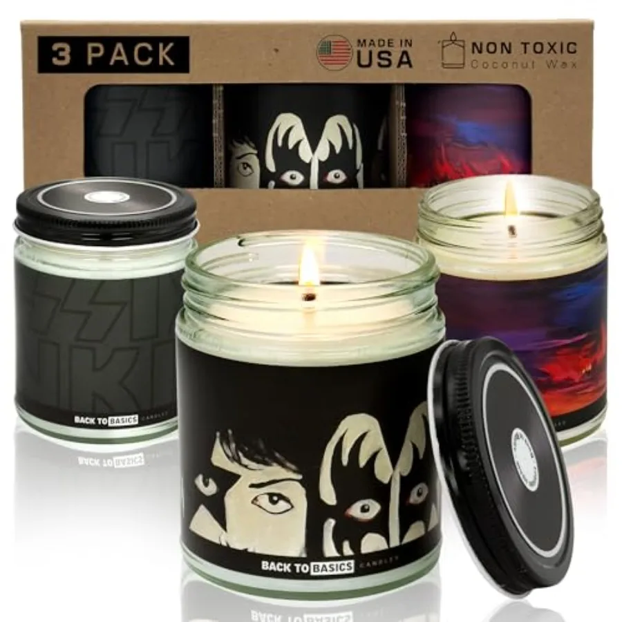 KISS Premium Candle Set Candles - 3 Vegan Soy Coconut Wax Scented Candles for Rock and Roll Fans, Merch, Home Decor, Birthday G
KISS Premium Candle Set Candles - 3 Vegan Soy Coconut Wax Scented Candles for Rock and Roll Fans, Merch, Home Decor, Birthday G