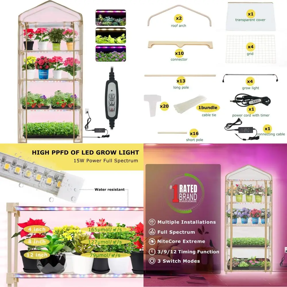 Compact 4-Tier Indoor Seed Starter Greenhouse with Adjustable Light and Zippered Access
Compact 4-Tier Indoor Seed Starter Greenhouse with Adjustable Light and Zippered Access