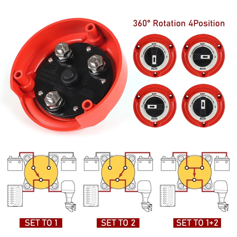 Car Dual Battery Selector Switch 4 Position Power Cut Off Battery Isolator 400A 6-32V
Car Dual Battery Selector Switch 4 Position Power Cut Off Battery Isolator 400A 6-32V