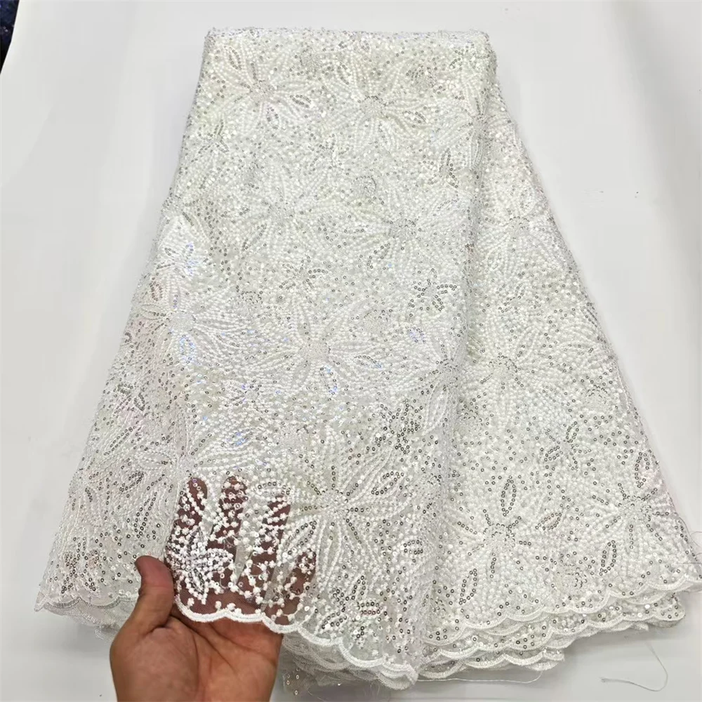 Sequins African Lace Fabric 2025 French Embroidery High Quality Luxury Heavy Beaded Bridal Wedding Lace
Sequins African Lace Fabric 2025 French Embroidery High Quality Luxury Heavy Beaded Bridal Wedding Lace