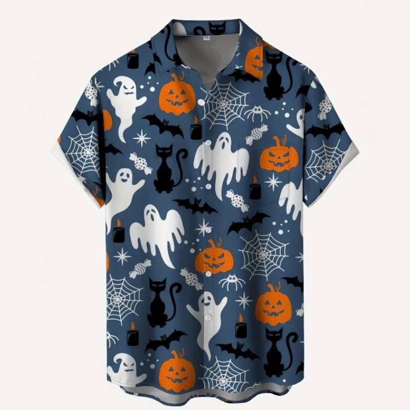 Halloween Men's Shirt Pumpkin Head And Ghost Graphic Short Sleeve Loose Lapel Button Down Shirts Printed Tee Hawaiian Men Shirts
Halloween Men's Shirt Pumpkin Head And Ghost Graphic Short Sleeve Loose Lapel Button Down Shirts Printed Tee Hawaiian Men Shirts