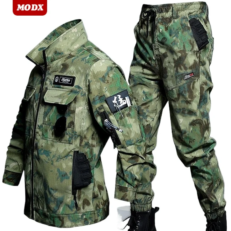 Men Spring Work Clothes Labor Protection Clothing Set Elasticity Wear Resistant Tear Resistant Stain Resistant Camouflage Suit
Men Spring Work Clothes Labor Protection Clothing Set Elasticity Wear Resistant Tear Resistant Stain Resistant Camouflage Suit