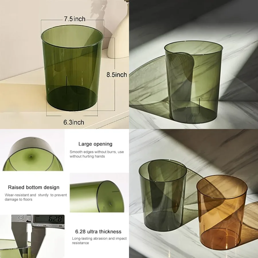 Small Trash Can Plastic Wastebasket 1.5 Gallon Round Garbage Container Bin for Bathroom, Bedroom, Kitchen, College Dorm, Office, Craft Room - Clear & Green
Small Trash Can Plastic Wastebasket 1.5 Gallon Round Garbage Container Bin for Bathroom, Bedroom, Kitchen, College Dorm, Office, Craft Room - Clear & Green