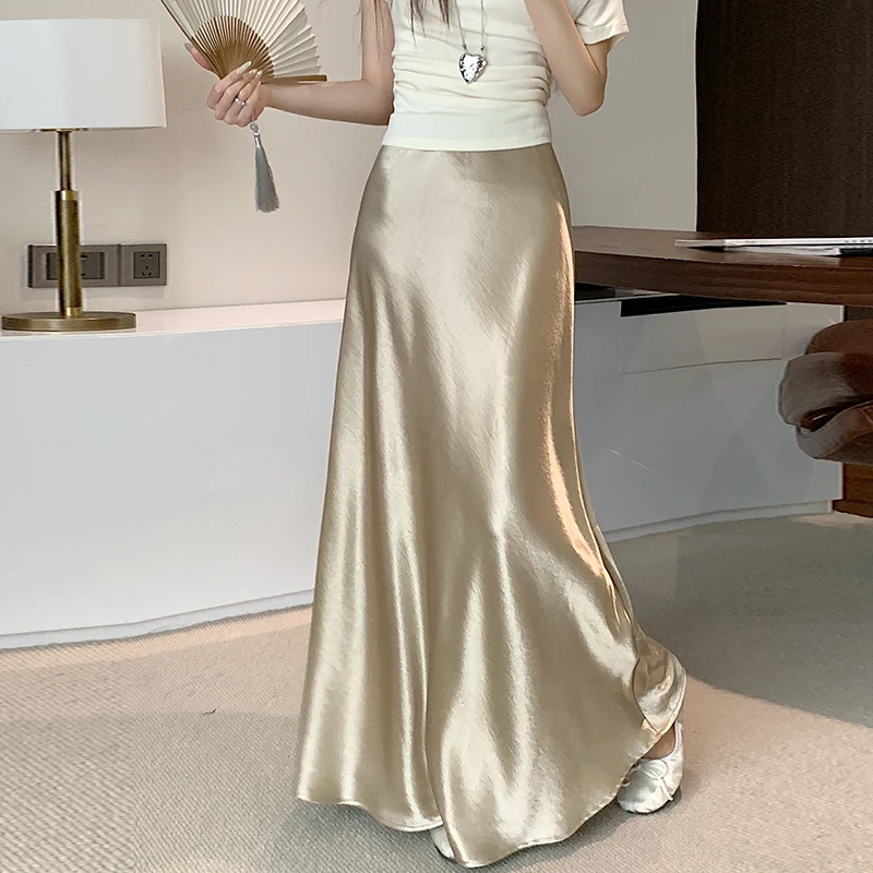 Summer Spring Satin Silk Mermaid Skirt Women Fashion High Waist Office Ladies Work Party Long Maxi Skirt Solid Color
Summer Spring Satin Silk Mermaid Skirt Women Fashion High Waist Office Ladies Work Party Long Maxi Skirt Solid Color