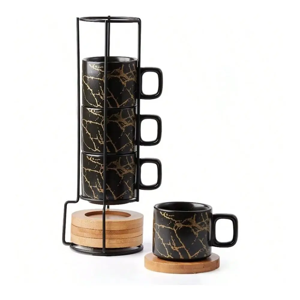 Porcelain Espresso Cup And Saucer Set With Metal Stand 4 Ounce Ceramic Demitasse Mugs Ideal For Serving Latte Coffee Cafe Mocha
Porcelain Espresso Cup And Saucer Set With Metal Stand 4 Ounce Ceramic Demitasse Mugs Ideal For Serving Latte Coffee Cafe Mocha