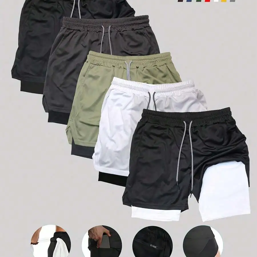 5 Pcs Mens Double Layer Basketball Shorts With Lined Pocket Quick Dry Breathable Sports Shorts
5 Pcs Mens Double Layer Basketball Shorts With Lined Pocket Quick Dry Breathable Sports Shorts