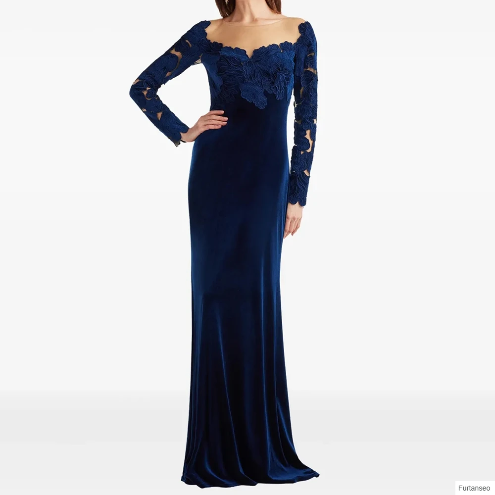 Mermaid Women's Evening Dresses Floor-length Scoop-neck Full Sleeve Prom Gown Fashion Flowers Simple Draped Customized Gowns
Mermaid Women's Evening Dresses Floor-length Scoop-neck Full Sleeve Prom Gown Fashion Flowers Simple Draped Customized Gowns