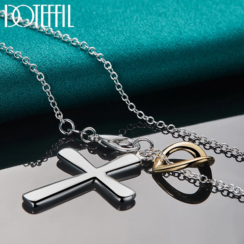 DOTEFFIL 925 Sterling Silver Cross Heart Pendant Necklace For Woman Man Wedding Engagement Party Charm Jewelry
DOTEFFIL 925 Sterling Silver Cross Heart Pendant Necklace For Woman Man Wedding Engagement Party Charm Jewelry