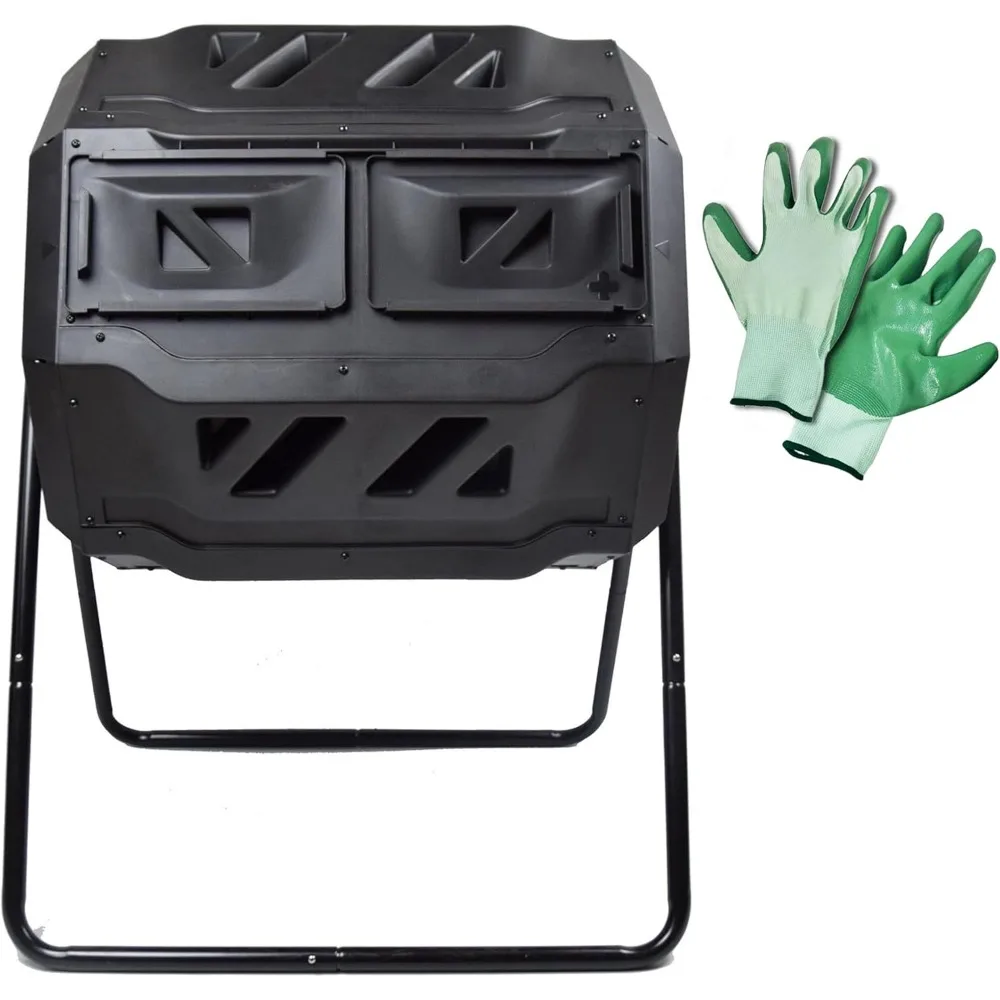 42 Gallon Dual Chamber Compost Tumbler for Garden, Outdoor Rotating Bin in Black
42 Gallon Dual Chamber Compost Tumbler for Garden, Outdoor Rotating Bin in Black
