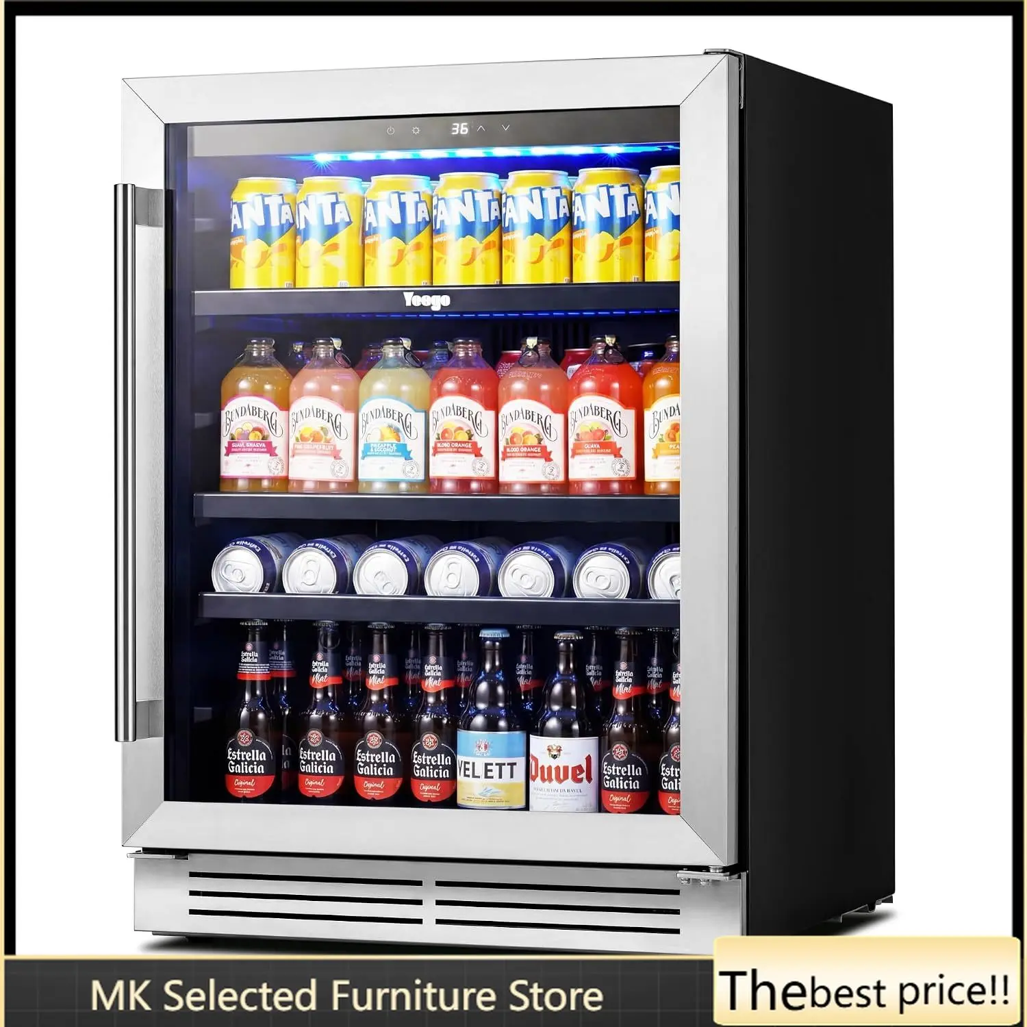 24 Inch Beverage Refrigerator – 180 Can Built-In Under Counter Drink Fridge with Glass Door, 34–54°F Cooling for Beer,, Custom
24 Inch Beverage Refrigerator – 180 Can Built-In Under Counter Drink Fridge with Glass Door, 34–54°F Cooling for Beer,, Custom