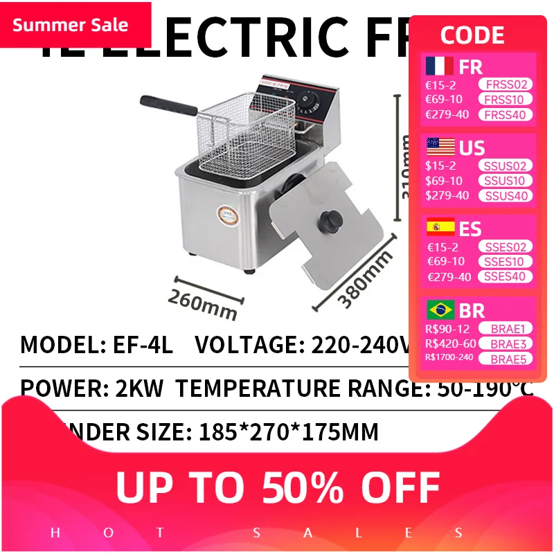 Single and double cylinder electric fryer Commercial tabletop stainless steel fryer EF-4L/EF-6L commercial electric fryer
Single and double cylinder electric fryer Commercial tabletop stainless steel fryer EF-4L/EF-6L commercial electric fryer