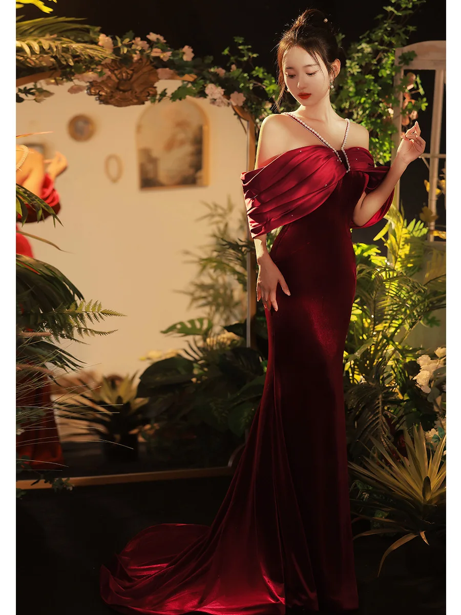 Formal Prom Party Gown Sexy Long Mermaid Tailing Evening Dress Vestidos Women Burgundy Toast Clothing
Formal Prom Party Gown Sexy Long Mermaid Tailing Evening Dress Vestidos Women Burgundy Toast Clothing