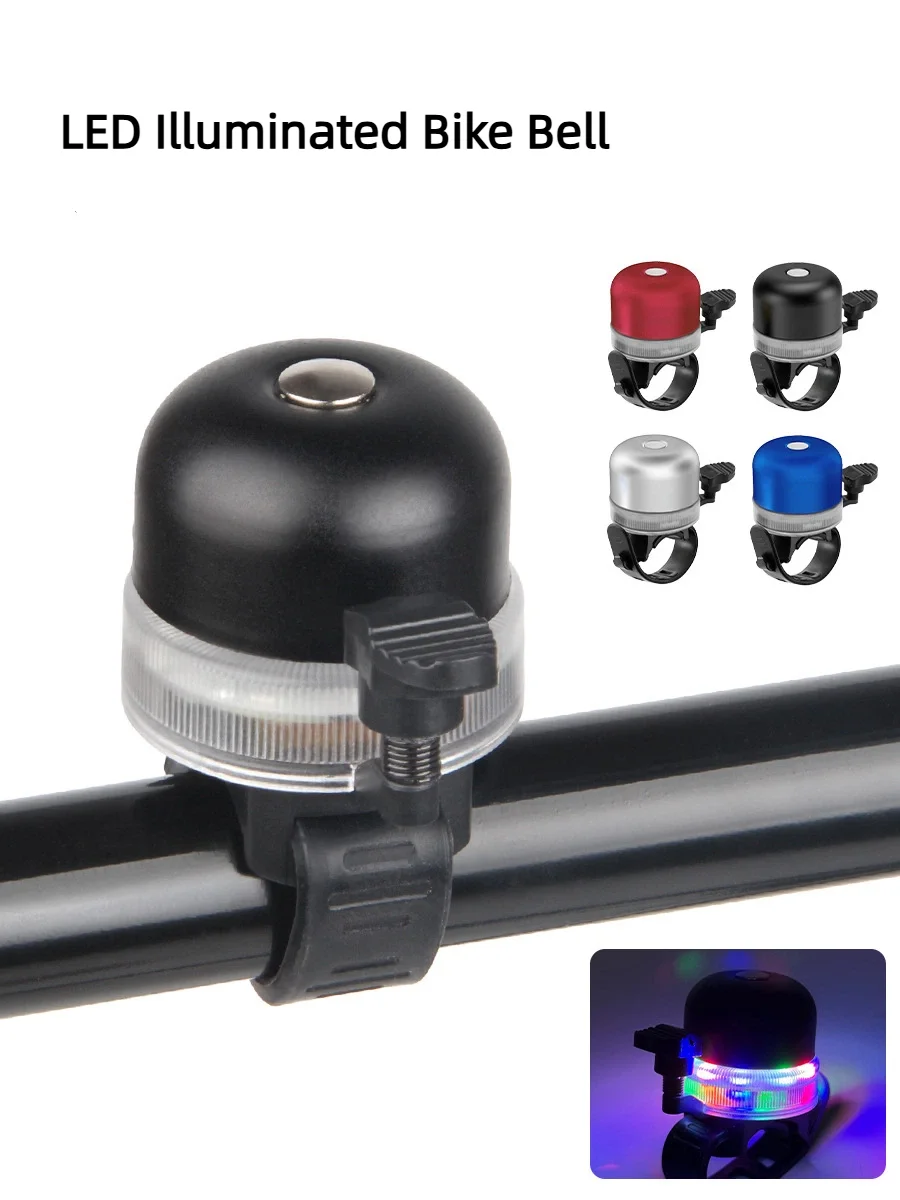 LED Bicycle Bell Aluminum Alloy Bike Safety Warning Alarm With Colorful Light Luminous Bike Handlebar Bell For MTB Road Bicycle
LED Bicycle Bell Aluminum Alloy Bike Safety Warning Alarm With Colorful Light Luminous Bike Handlebar Bell For MTB Road Bicycle