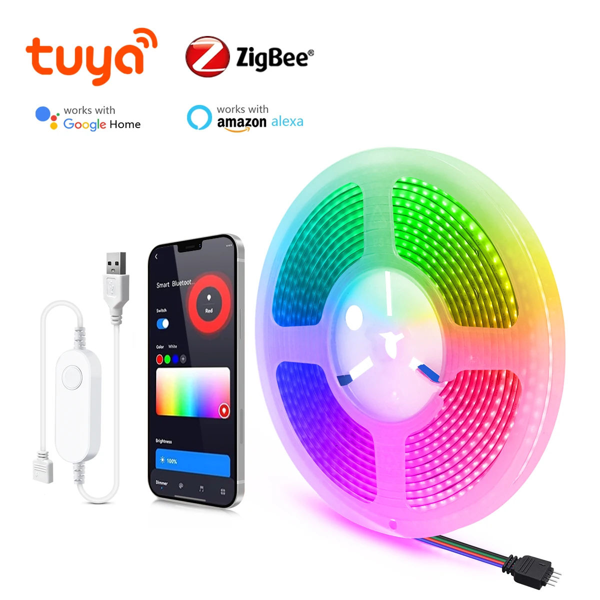 ZigBee Alexa 5V USB RGB LED Strip Tuya Smart Lights Waterproof COB LED Tape With Dimmable Wifi LED Dimmer Controller Room Decor
ZigBee Alexa 5V USB RGB LED Strip Tuya Smart Lights Waterproof COB LED Tape With Dimmable Wifi LED Dimmer Controller Room Decor