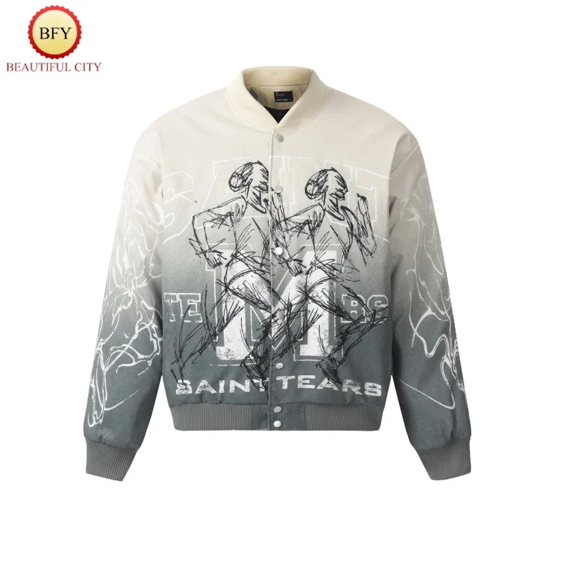 24ss Latest Digital Print Saint Vintage American Baseball Jersey Gradient Cotton Mens Womens Jacket
24ss Latest Digital Print Saint Vintage American Baseball Jersey Gradient Cotton Mens Womens Jacket