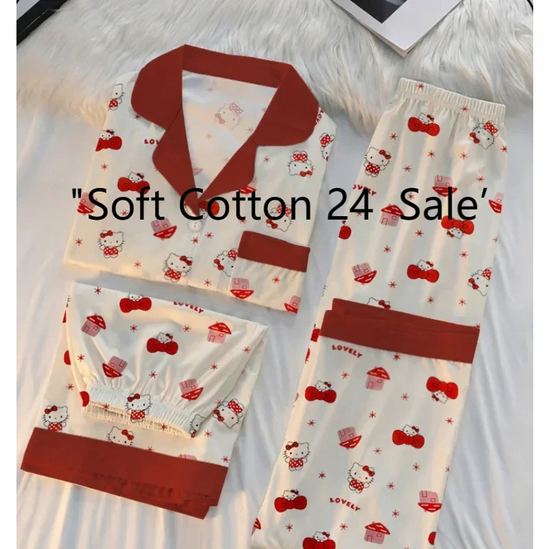 Summer three-piece pajamas, Hello Kitty cute three-piece loungewear, Sanrio cartoon pajamas set, new casual women's loungewear
Summer three-piece pajamas, Hello Kitty cute three-piece loungewear, Sanrio cartoon pajamas set, new casual women's loungewear