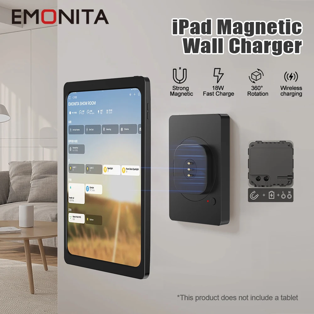 EMONITA 18W Wall Mount Magnetic Charger Stand – 118mm Holder for iPad 8.3–12.9" incl. Mini 6, Pro, Air, Multi-Gen & 2025 Model
EMONITA 18W Wall Mount Magnetic Charger Stand – 118mm Holder for iPad 8.3–12.9" incl. Mini 6, Pro, Air, Multi-Gen & 2025 Model