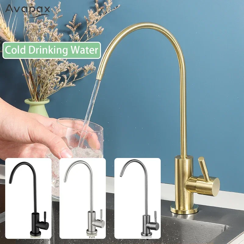 Avapax 1/4" Drinking Water Kitchen Faucet Gold Water Purifier Tap Stainless Steel Filter Faucet Single Cold Water Sink Faucet
Avapax 1/4" Drinking Water Kitchen Faucet Gold Water Purifier Tap Stainless Steel Filter Faucet Single Cold Water Sink Faucet