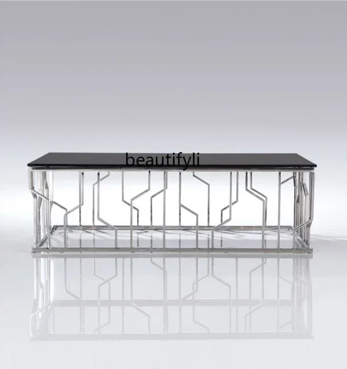 TTT Italian minimalist stainless steel rectangular tempered glass coffee table restaurant light luxury high-end design sense
TTT Italian minimalist stainless steel rectangular tempered glass coffee table restaurant light luxury high-end design sense