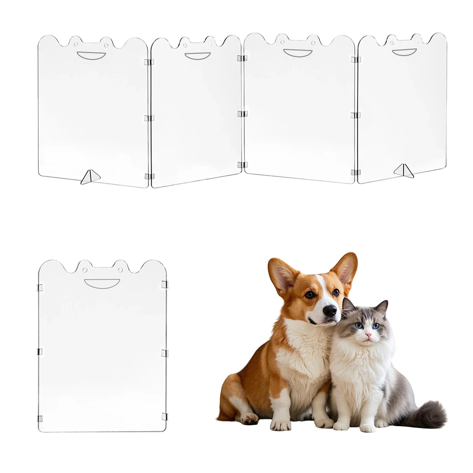 Clear Acrylic Freestanding Dog Gate 4-Panel, Folding Transparent Pet Barrier for Doorways Stairs, for Small Dogs and Cat
Clear Acrylic Freestanding Dog Gate 4-Panel, Folding Transparent Pet Barrier for Doorways Stairs, for Small Dogs and Cat