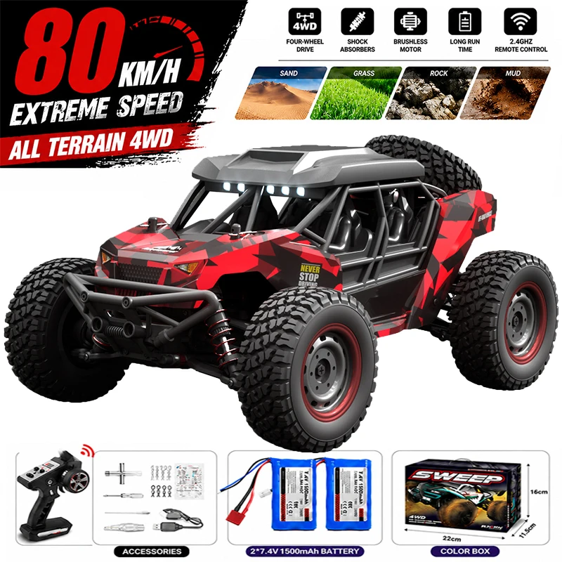 NEW 4WD Remote Control Car Off Road 4x4 RC High Speed Buggy Truck Super Brushless 50 or 80KM/H Fast Drift Racing Toy Kids Adults
NEW 4WD Remote Control Car Off Road 4x4 RC High Speed Buggy Truck Super Brushless 50 or 80KM/H Fast Drift Racing Toy Kids Adults