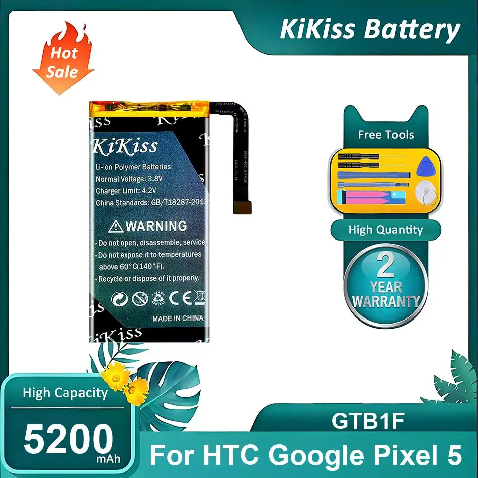 KiKiss Battery For HTC Google Pixel 5,GTB1F,5200mAh
KiKiss Battery For HTC Google Pixel 5,GTB1F,5200mAh