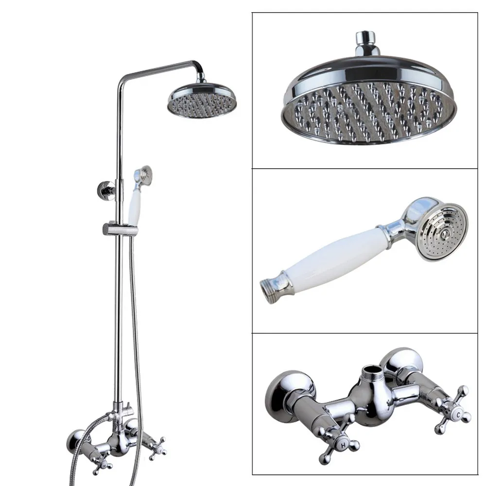 Wall Mounted 8 inch Round Chrome Rain Shower Faucet Set W/ Rainfall Shower Head Handshower Bath Mixer Tap acy302
Wall Mounted 8 inch Round Chrome Rain Shower Faucet Set W/ Rainfall Shower Head Handshower Bath Mixer Tap acy302