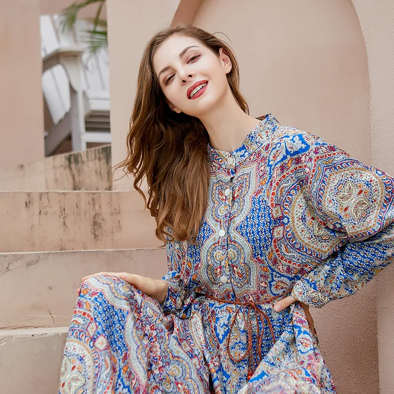 Bohemian spring dress new temperament long-sleeved plus size dress women's retro printing fashion simple temperament elegant vac
Bohemian spring dress new temperament long-sleeved plus size dress women's retro printing fashion simple temperament elegant vac