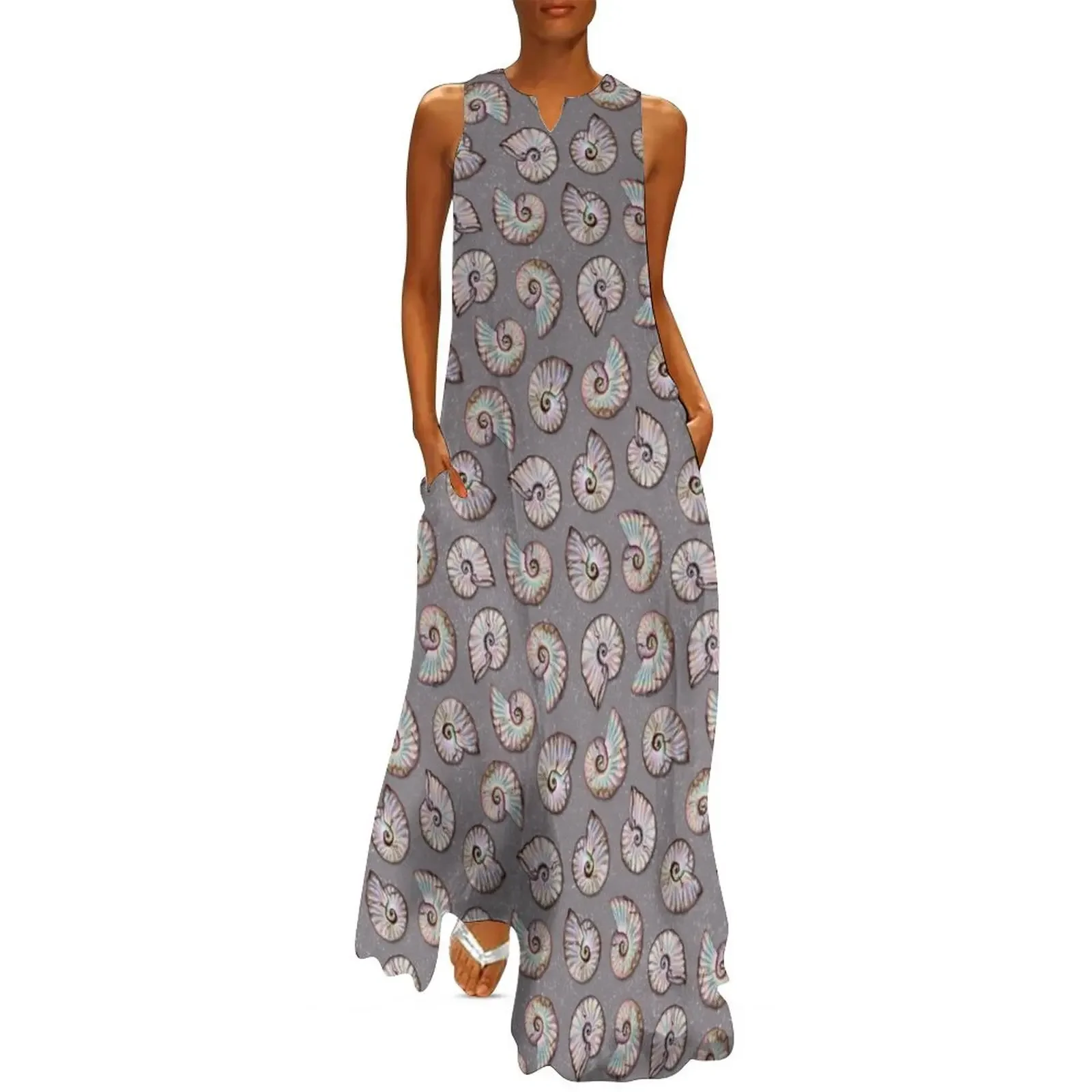Iridescent Ammonites - Fossil Pattern Long Dress women's evening dress 2025 women party dresses festival outfit women Dress 
Iridescent Ammonites - Fossil Pattern Long Dress women's evening dress 2025 women party dresses festival outfit women Dress