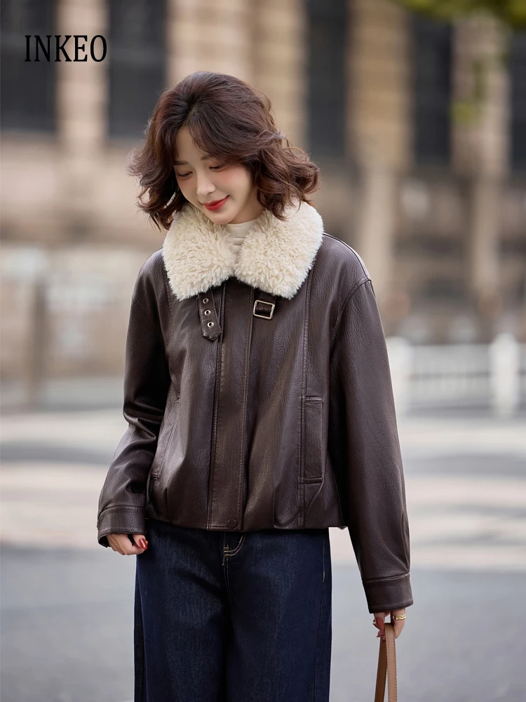 Luxury Thick warm Faux leather jacket for women 2026 Autumn winter Oversize Fur collar PU bomber coat Vintage Black INKEO 5D133
Luxury Thick warm Faux leather jacket for women 2026 Autumn winter Oversize Fur collar PU bomber coat Vintage Black INKEO 5D133