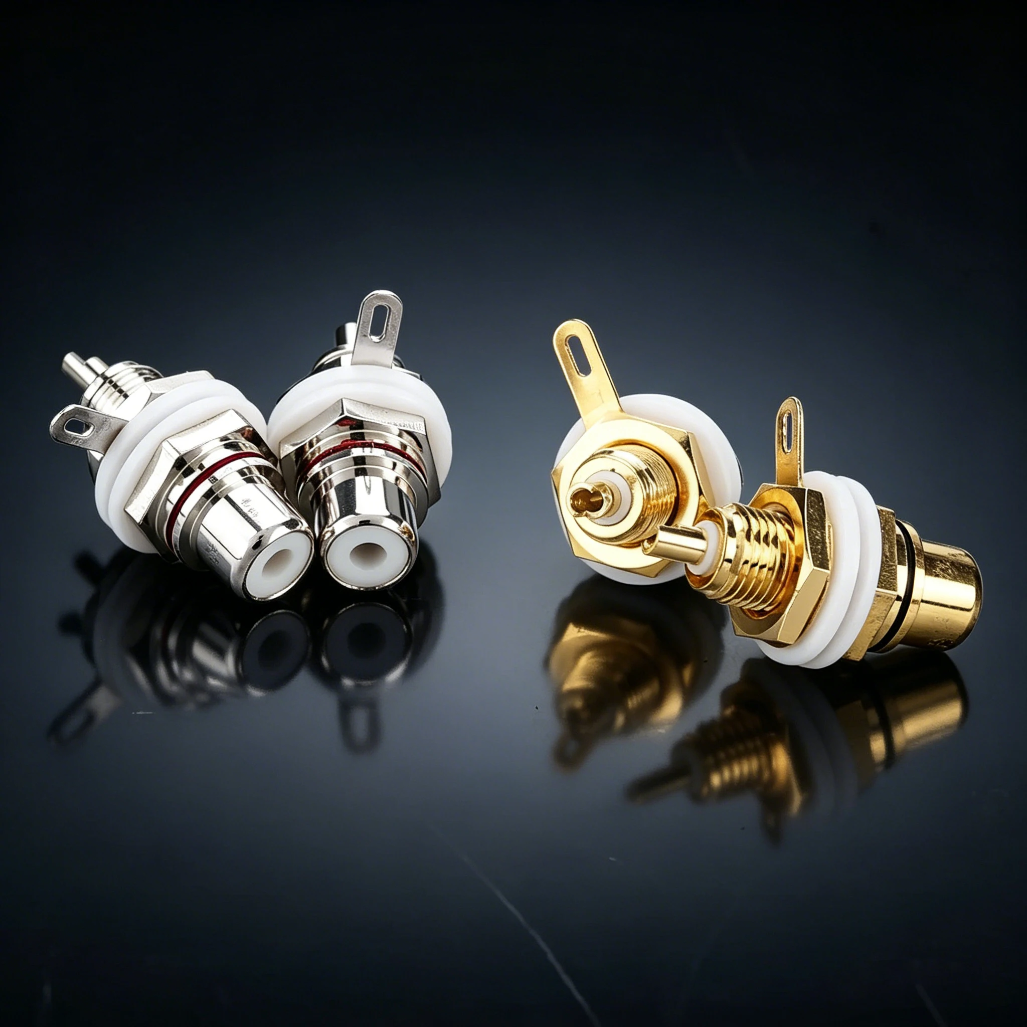 Rhodium & Gold Plated RCA Socket, Panel Mount Chassis plug RCA Female Jack HiFi Amplifier Audio Terminal Connector
Rhodium & Gold Plated RCA Socket, Panel Mount Chassis plug RCA Female Jack HiFi Amplifier Audio Terminal Connector