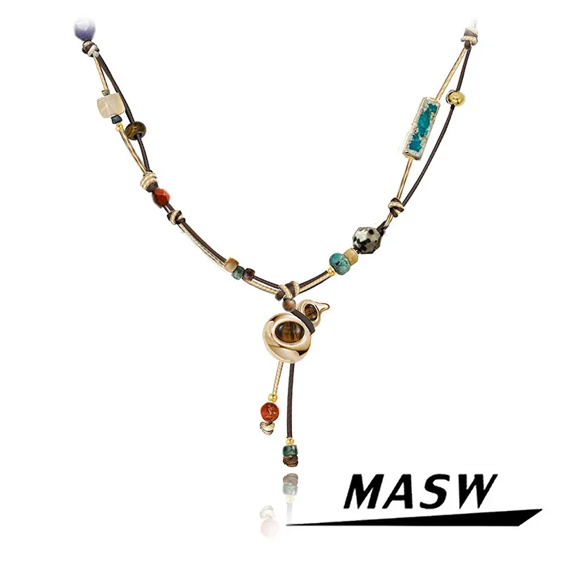 MASW Original Design Vintage Temperamen Gourd Necklaces For Women Party Gifts Modern Jewelry Delicate Popular Accessories
MASW Original Design Vintage Temperamen Gourd Necklaces For Women Party Gifts Modern Jewelry Delicate Popular Accessories