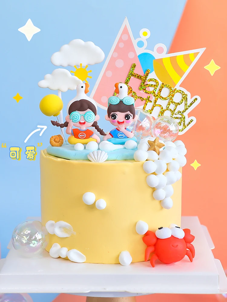 Baby Happy Birthday Cake Topper Summer Hawaii Themed Party Swim Ring Boy Girl Soft Glue Plug-Ins Cake Decoration Baking Supplies
Baby Happy Birthday Cake Topper Summer Hawaii Themed Party Swim Ring Boy Girl Soft Glue Plug-Ins Cake Decoration Baking Supplies