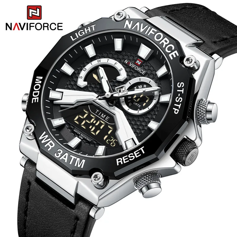 NAVIFORCE Men Watches Fashion Casual Quartz Dual Display Digital Waterproof Male Wristwatch Alarm Chronograph Luminous Clock
NAVIFORCE Men Watches Fashion Casual Quartz Dual Display Digital Waterproof Male Wristwatch Alarm Chronograph Luminous Clock