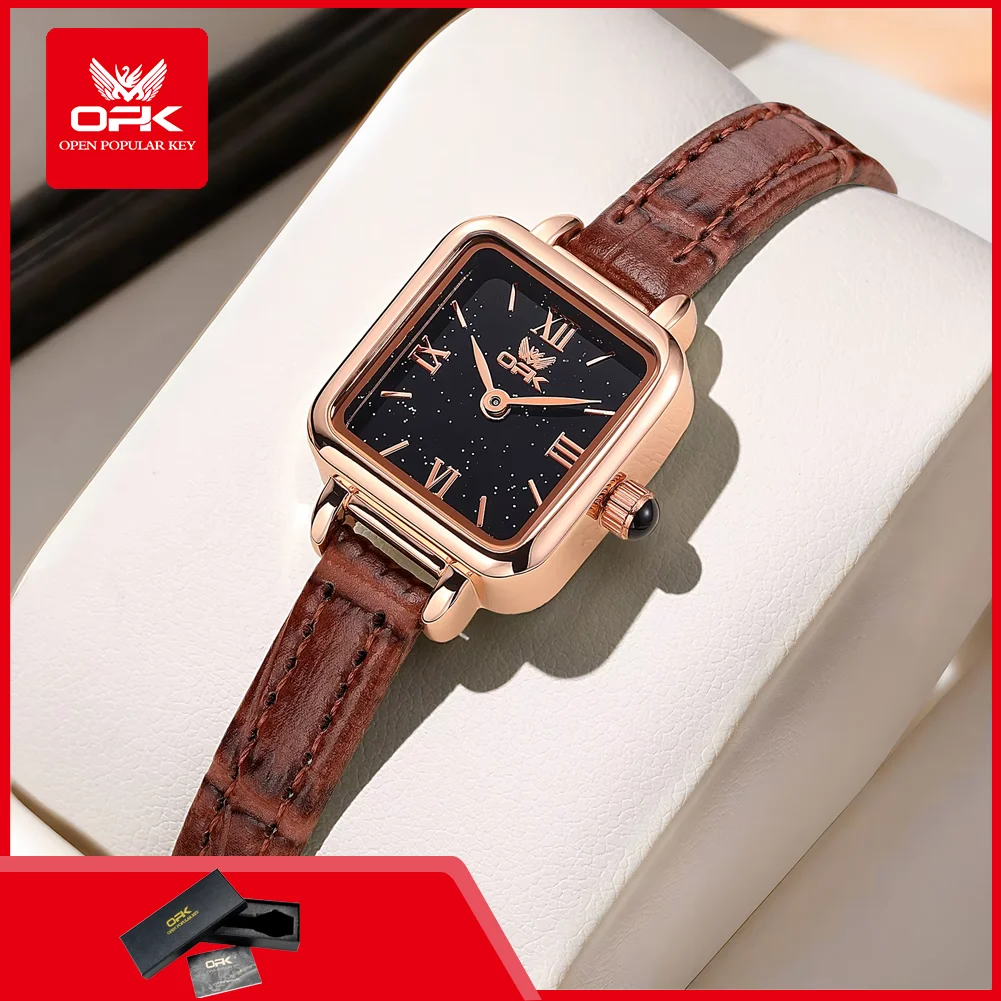 OPK 6060 Quartz Watches for Women Fashion Brown Leather Strap Square Retro Elegant Ladies Wristwatches Waterproof Woman Watch
OPK 6060 Quartz Watches for Women Fashion Brown Leather Strap Square Retro Elegant Ladies Wristwatches Waterproof Woman Watch