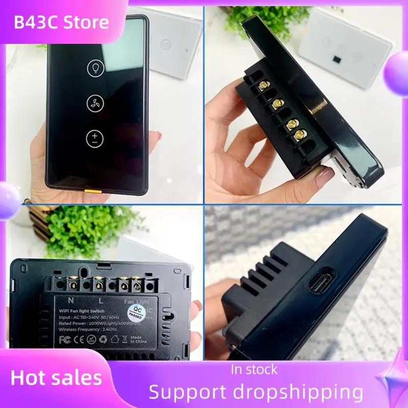 B14C Smart Home Wifi Fan Light Switch Wall Remote Control With Tuya APP Voice Timing Touch Panel US-Plug Black
B14C Smart Home Wifi Fan Light Switch Wall Remote Control With Tuya APP Voice Timing Touch Panel US-Plug Black