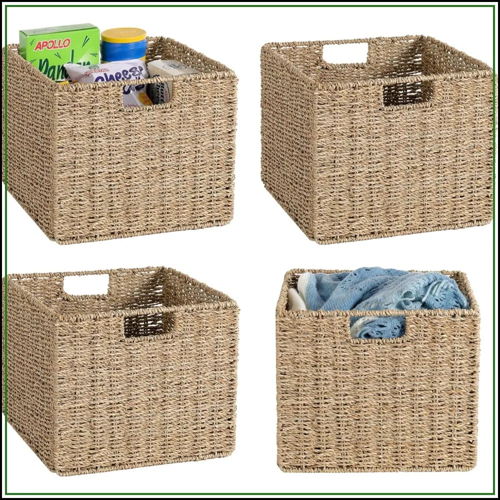 12x12x10in Seagrass Storage Baskets Set of 4, Large Wicker Baskets, Decorative Shelf Baskets, Folding Cube Bins
12x12x10in Seagrass Storage Baskets Set of 4, Large Wicker Baskets, Decorative Shelf Baskets, Folding Cube Bins