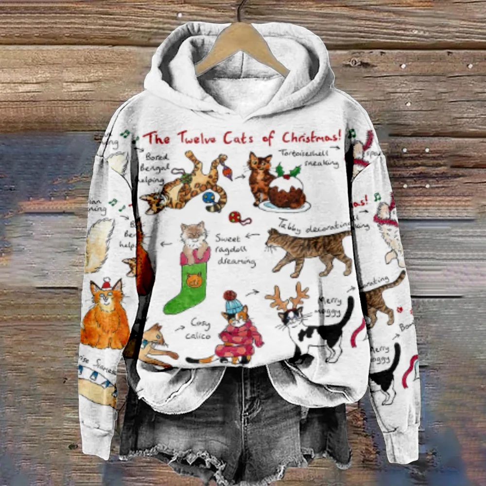 Christmas Women Hoodie Kawaii Cats Print Vintage Pullover White Harajuku Tracksuit Casual Streetwear
Christmas Women Hoodie Kawaii Cats Print Vintage Pullover White Harajuku Tracksuit Casual Streetwear