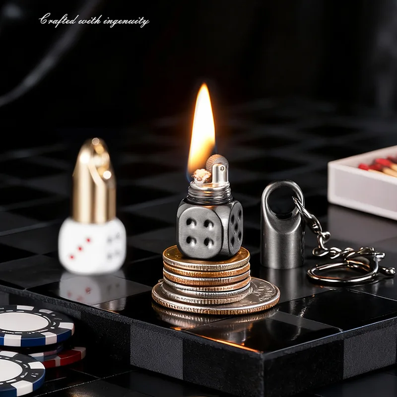 Super Mini Dice Style Lighter with Keychain Metal Retro Flint Grinding Wheel Refillable Oil Lighters Cigarette Accessories
Super Mini Dice Style Lighter with Keychain Metal Retro Flint Grinding Wheel Refillable Oil Lighters Cigarette Accessories