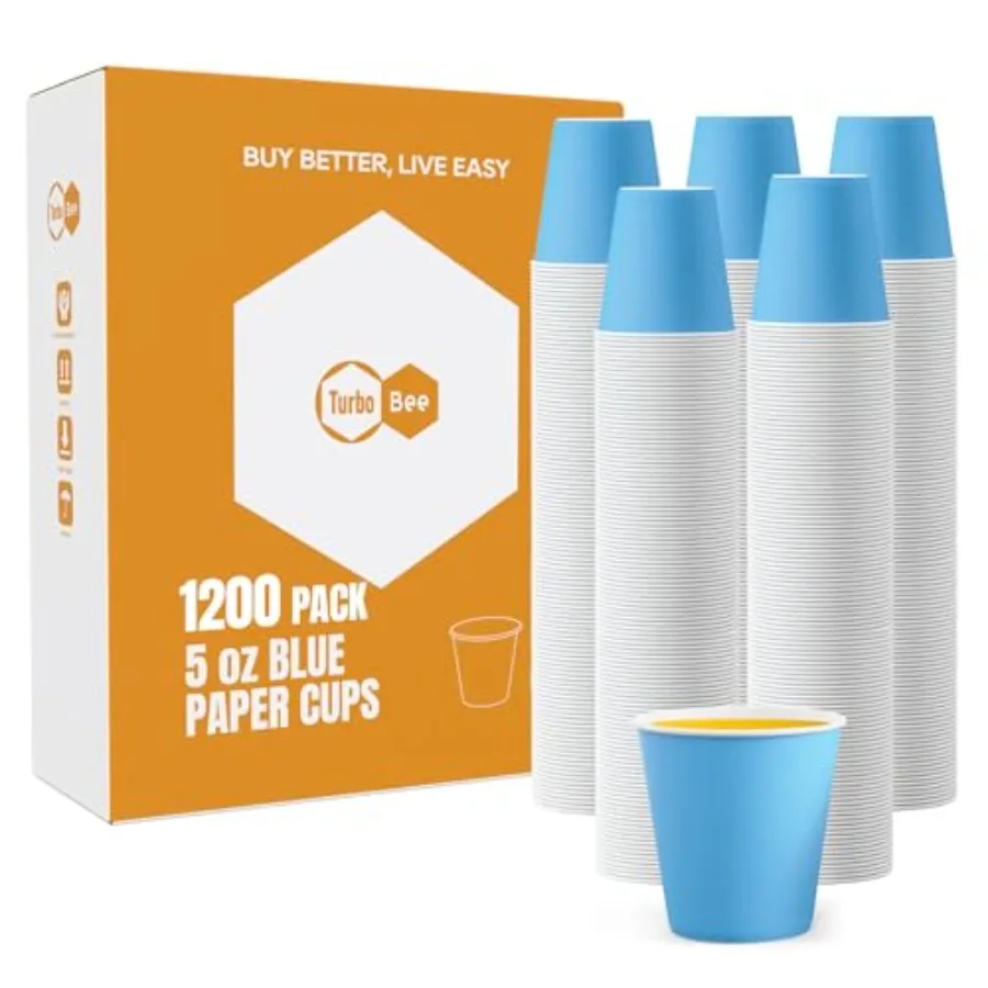1200 Pack 5oz Disposable Paper Cups Bulk - Cold Beverage Water Cups for Parties, Offices, Events, Snacks and Mouthwash Use
1200 Pack 5oz Disposable Paper Cups Bulk - Cold Beverage Water Cups for Parties, Offices, Events, Snacks and Mouthwash Use