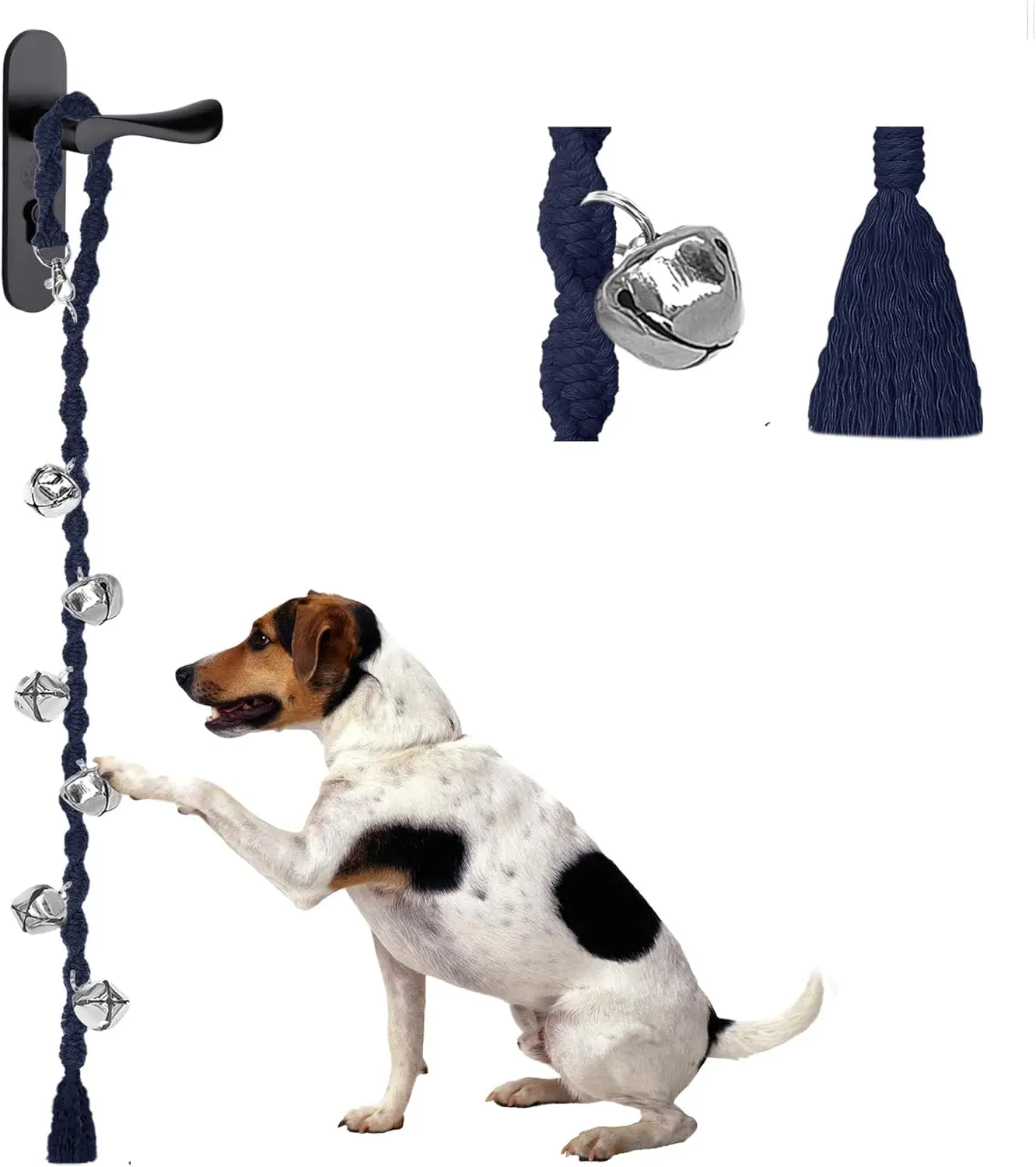 Dog Door Bell for Potty Training, Adjustable 35in Bell with Loud Clear Sound for Any Size Dog, Handmade Twisted Style Dark Blue
Dog Door Bell for Potty Training, Adjustable 35in Bell with Loud Clear Sound for Any Size Dog, Handmade Twisted Style Dark Blue