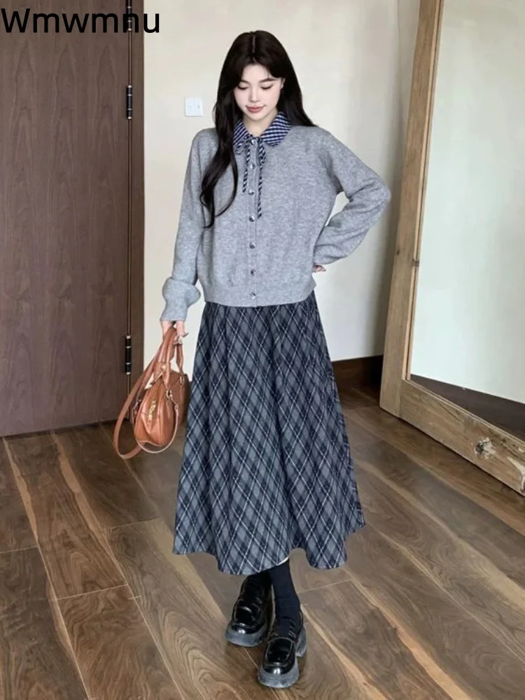 Корейская модная сетка Conjuntos, женский повседневный мешковатый отложной воротник, элегантная юбка, мягкий свитер, комплект из 2 предметов
Корейская модная сетка Conjuntos, женский повседневный мешковатый отложной воротник, элегантная юбка, мягкий свитер, комплект из 2 предметов