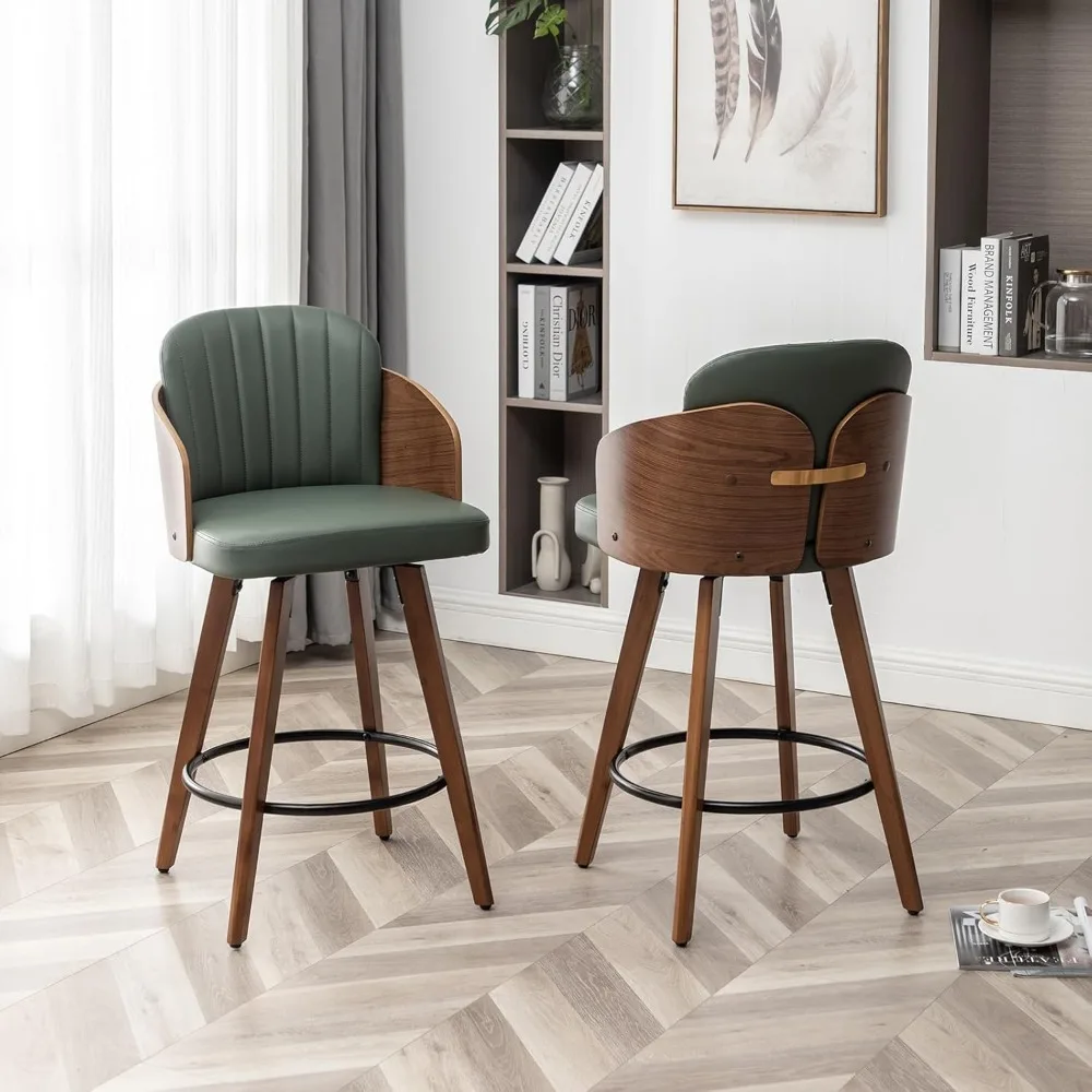 Counter Height Bar Stools Set of 2, Swivel Bar Stools with Back and Arms Leather Barstools Upholstered Mid Century Counter Stool
Counter Height Bar Stools Set of 2, Swivel Bar Stools with Back and Arms Leather Barstools Upholstered Mid Century Counter Stool