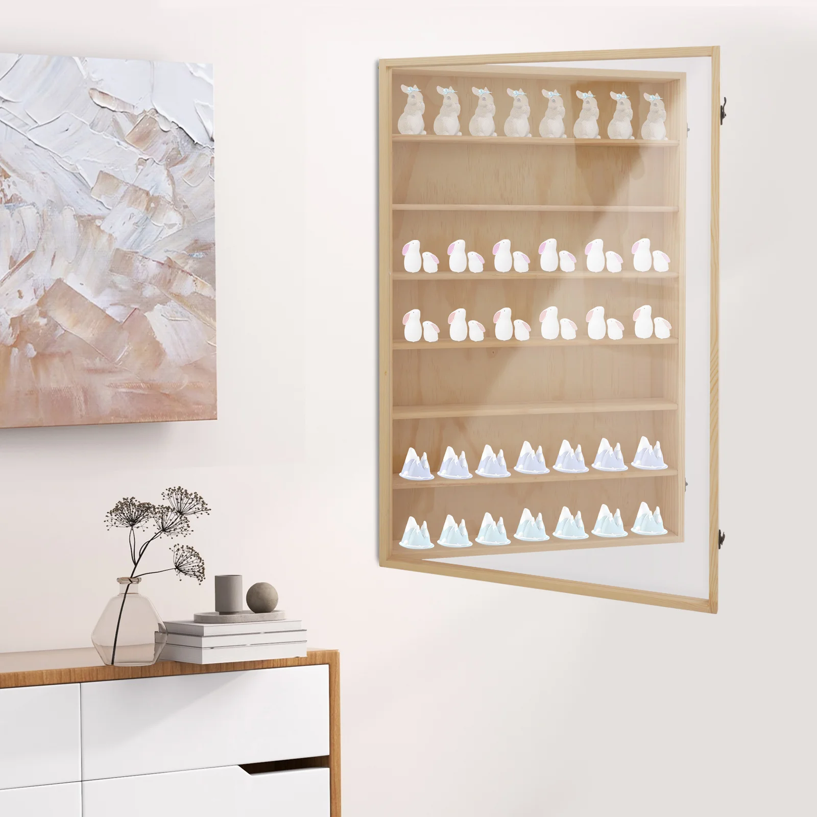 7-Tier Wooden Display Cabinet with Door, Wall-Mountable Collectibles Storage Box, Dustproof Organizer for Action Figures, Toys
7-Tier Wooden Display Cabinet with Door, Wall-Mountable Collectibles Storage Box, Dustproof Organizer for Action Figures, Toys