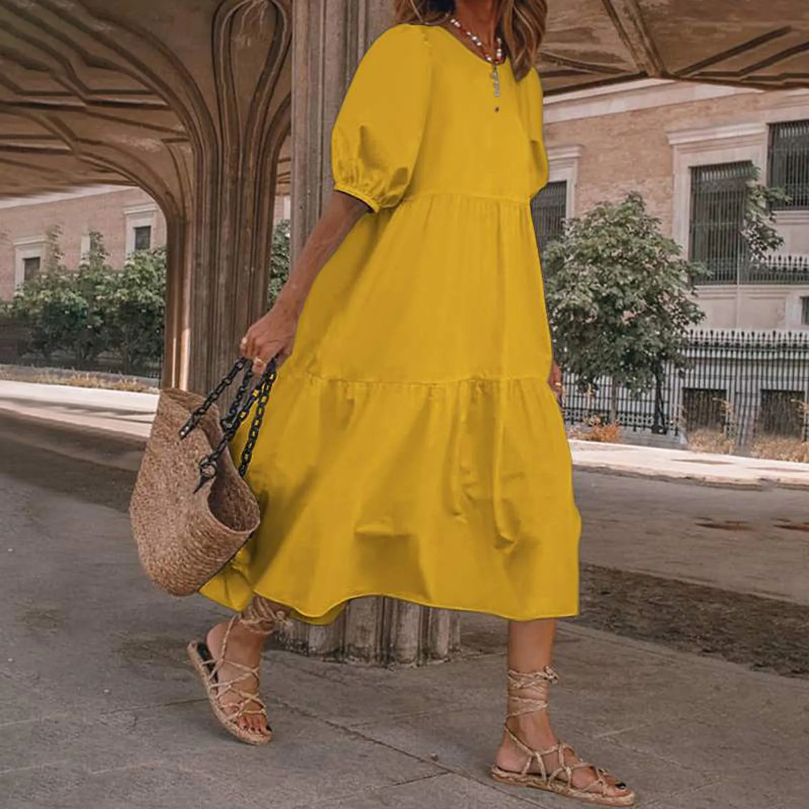 Lantern Sleeve Dress Women 2023 Summer Vintage Solid Color Party Beach Holiday Mid Dresses Female O Neck Sundress Dresses Robe
Lantern Sleeve Dress Women 2023 Summer Vintage Solid Color Party Beach Holiday Mid Dresses Female O Neck Sundress Dresses Robe